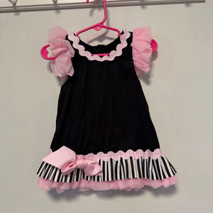 Girls Mud Pie Baby Casual Dress 2T / 3T Black Pink Ruffle